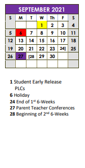 District School Academic Calendar for Floresville Choices Prog for September 2021