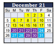 District School Academic Calendar for District Special Ed for December 2021