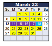 District School Academic Calendar for Marshall Middle for March 2022