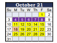 District School Academic Calendar for Grunsky Elementary for October 2021