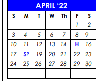 District School Academic Calendar for Early Childhood Lrn Ctr for April 2022