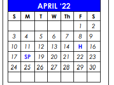 District School Academic Calendar for Travis El for April 2022