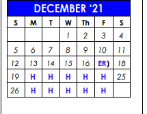 District School Academic Calendar for Bowie Elementary for December 2021