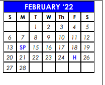 District School Academic Calendar for Lamar El for February 2022