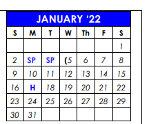 District School Academic Calendar for Sulphur Springs Middle for January 2022