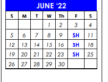 District School Academic Calendar for Early Childhood Lrn Ctr for June 2022