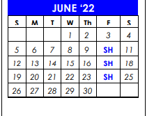 District School Academic Calendar for Bowie Elementary for June 2022