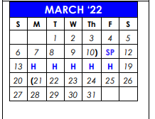 District School Academic Calendar for Travis El for March 2022
