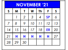 District School Academic Calendar for Early Childhood Lrn Ctr for November 2021