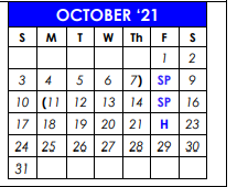 District School Academic Calendar for Travis El for October 2021