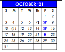 District School Academic Calendar for Bowie Elementary for October 2021