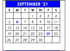 District School Academic Calendar for Sulphur Springs Middle for September 2021