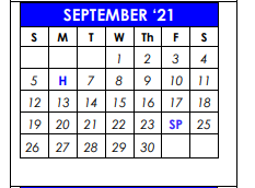 District School Academic Calendar for Lamar El for September 2021