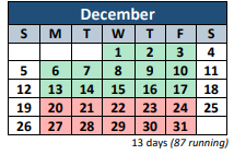 District School Academic Calendar for Knox Doss Middle School for December 2021