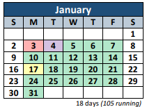 District School Academic Calendar for T W Hunter Middle School for January 2022