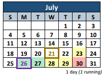 District School Academic Calendar for T W Hunter Middle School for July 2021