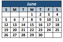 District School Academic Calendar for T W Hunter Middle School for June 2022