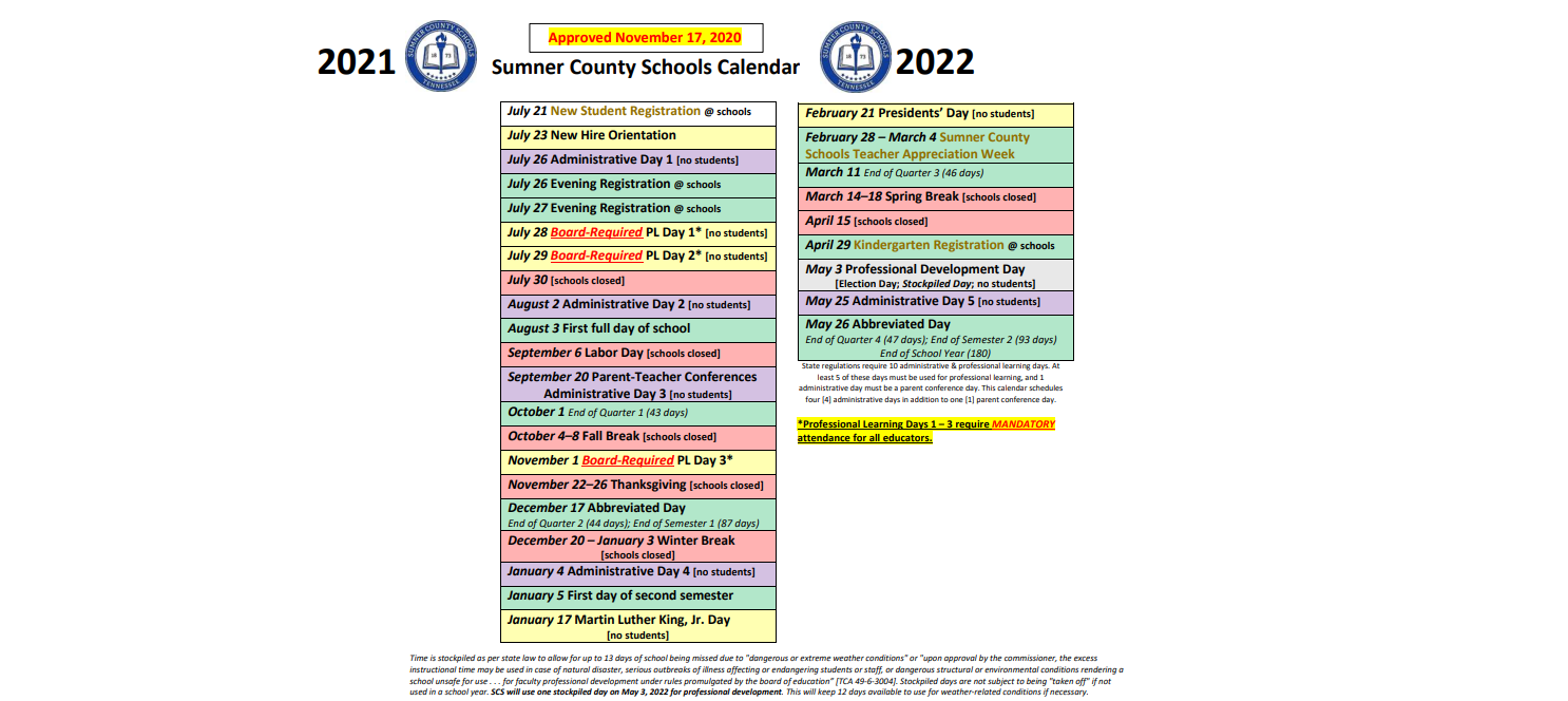 District School Academic Calendar Key for T W Hunter Middle School