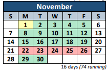 District School Academic Calendar for Westmoreland High School for November 2021