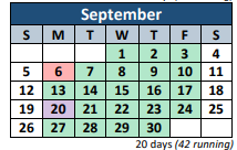 District School Academic Calendar for Westmoreland Middle School for September 2021