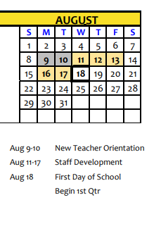 District School Academic Calendar for Sunnyvale El for August 2021