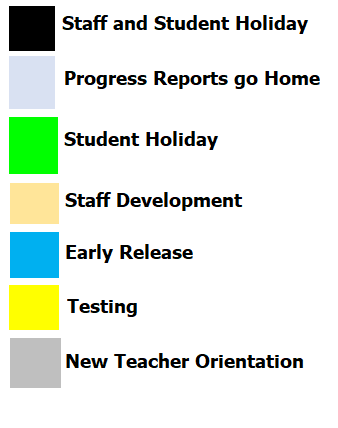 District School Academic Calendar Legend for Sunnyvale Middle