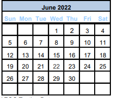 District School Academic Calendar for Brazoria Co J J A E P for June 2022