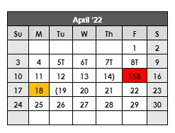 District School Academic Calendar for Hobbs Alter Ed Co-op for April 2022