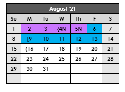 District School Academic Calendar for Cowen Elementary for August 2021