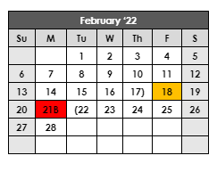 District School Academic Calendar for East Ridge Elementary for February 2022