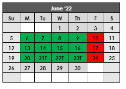 District School Academic Calendar for Hobbs Alter Ed Co-op for June 2022