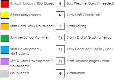 District School Academic Calendar Legend for East Ridge Elementary