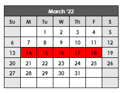 District School Academic Calendar for Southeast Elementary for March 2022