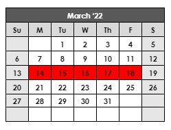 District School Academic Calendar for Hobbs Alter Ed Co-op for March 2022