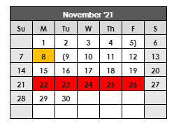 District School Academic Calendar for Sweetwater Middle for November 2021