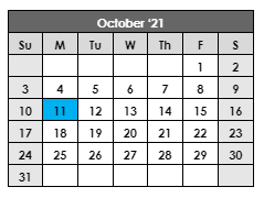 District School Academic Calendar for Hobbs Alter Ed Co-op for October 2021