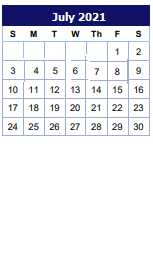 District School Academic Calendar for Alternative Spcl Needs Div Occ for July 2021