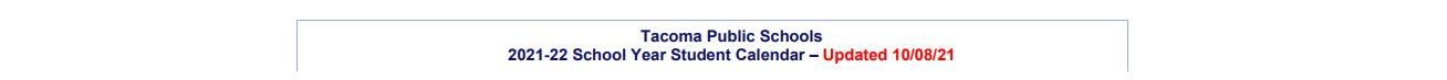 District School Academic Calendar for Comm Based Trans Program