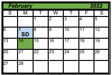 District School Academic Calendar for Alter Ed Campus Shoreline for February 2022