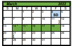 District School Academic Calendar for East Elementary for March 2022