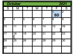 District School Academic Calendar for Taft Junior High for October 2021