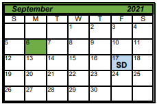 District School Academic Calendar for Taft Junior High for September 2021
