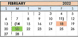 District School Academic Calendar for Tahoka Middle for February 2022