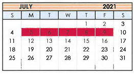 District School Academic Calendar for Tahoka Middle for July 2021