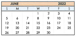 District School Academic Calendar for Tahoka Middle for June 2022