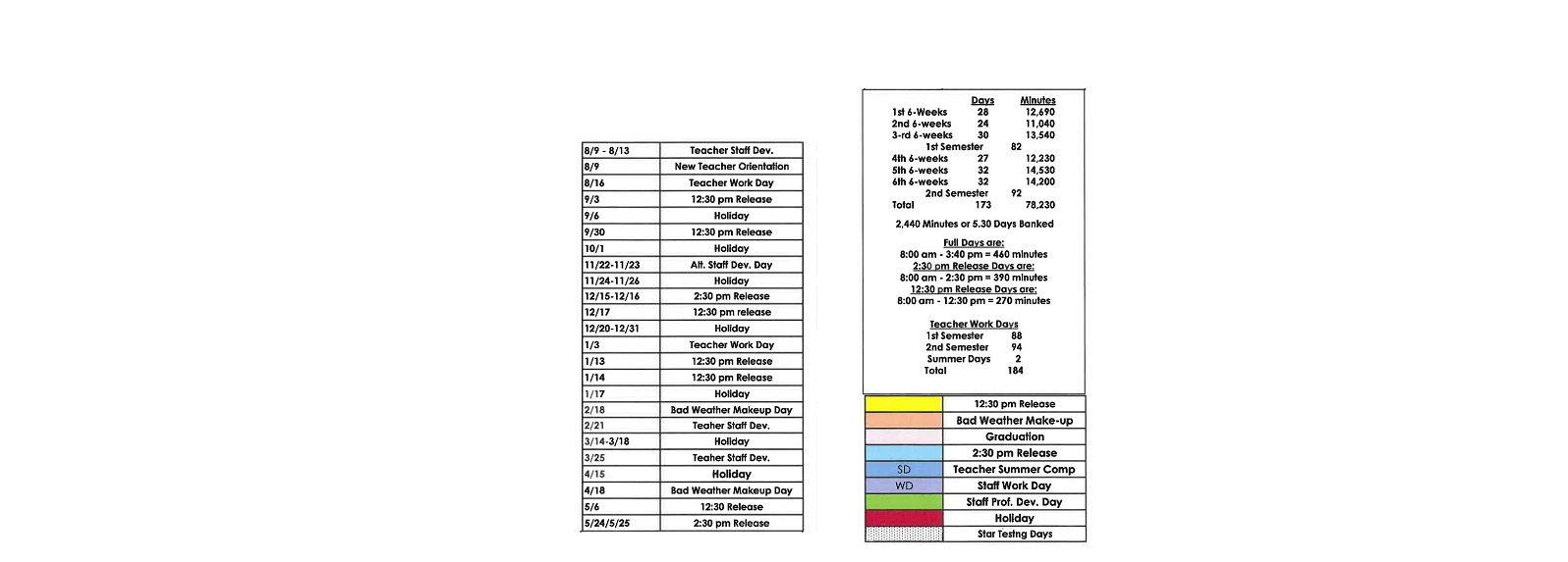 District School Academic Calendar Key for Tahoka Middle
