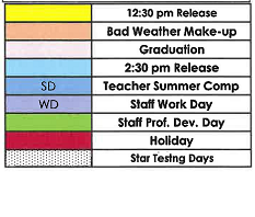 District School Academic Calendar Legend for Tahoka Middle