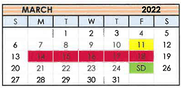 District School Academic Calendar for Tahoka Elementary for March 2022