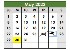 District School Academic Calendar for Taylor Alter Ctr for May 2022