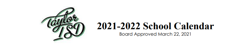 District School Academic Calendar for Taylor Alter Ctr